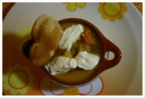 zuppa zucca e patate con verdure e quenelle